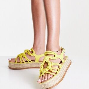 ASOS DESIG Yellow Rope Detail Platform Sandals